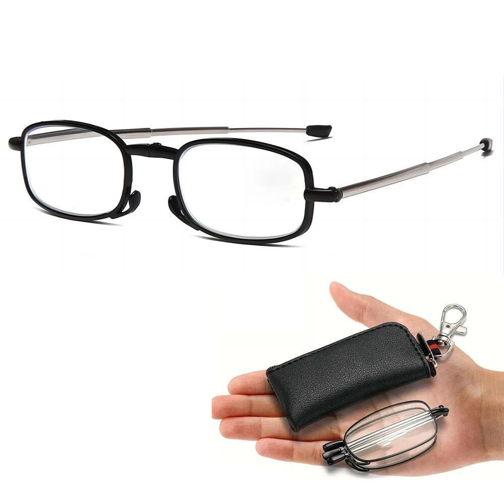 Portable Folding Reading Glasses with Buckle Storage Bag HD Anti-Blue Light Anti-Radiation Glasses Presbyopic Glasses for Women Men (image for) Portable Folding Reading Glasses with Buckle Storage Bag HD Anti-Blue Light Anti-Radiation Glasses Presbyopic Glasses for Women Men