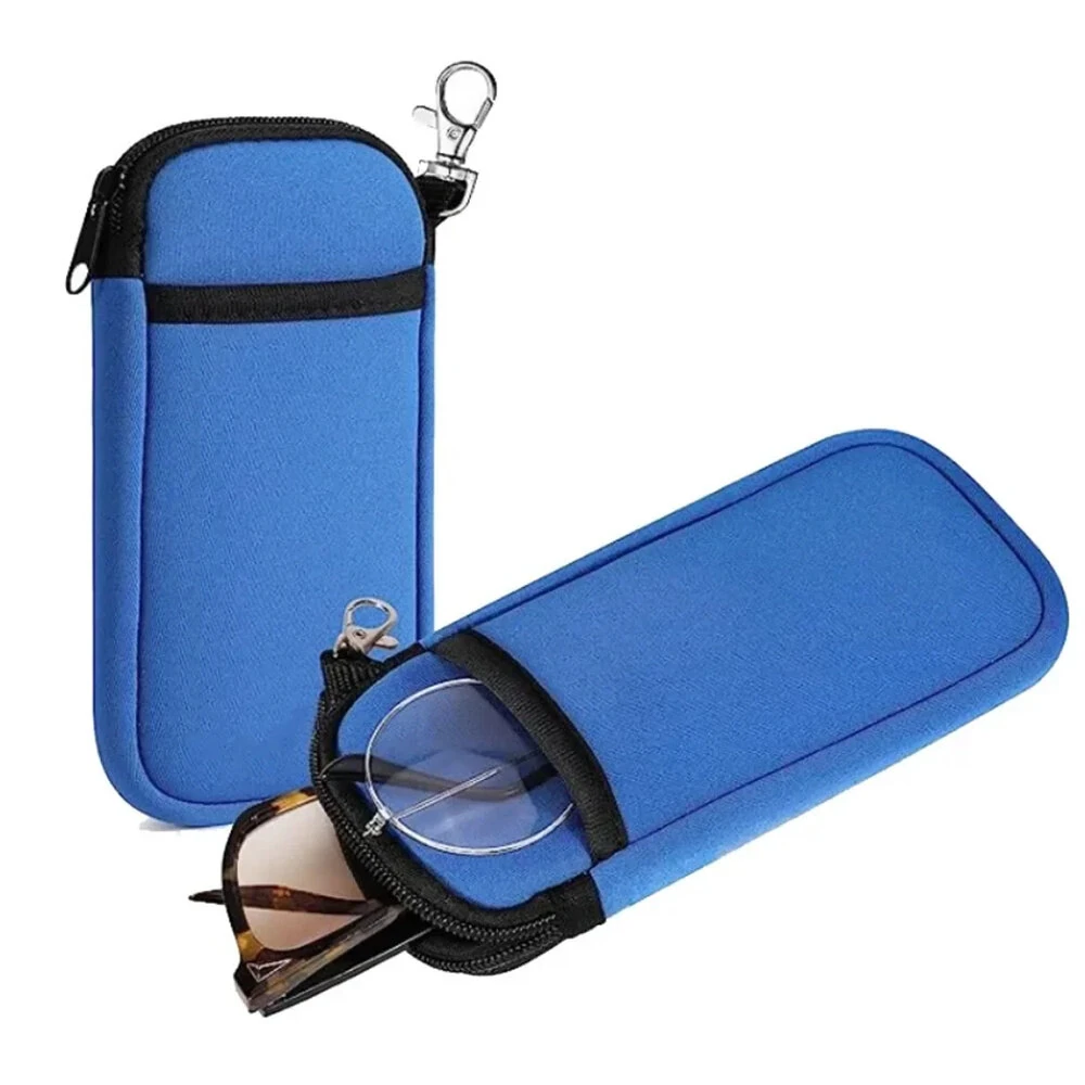 Portable Soft Zipper Glasses Bag with Buckle Lightweight Double Pockets Case can Store Mobile Phones, Headphones, Bank Cards Mini Storage Bag (image for) Portable Soft Zipper Glasses Bag with Buckle Lightweight Double Pockets Case can Store Mobile Phones, Headphones, Bank Cards Mini Storage Bag